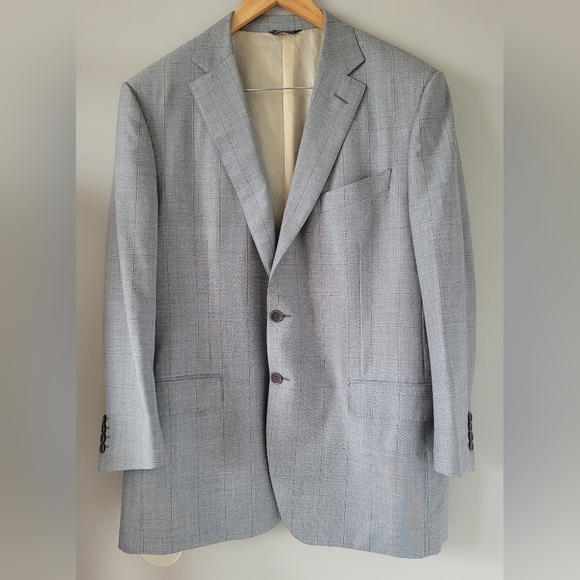 Trussini Luxe 100% Wool Men's Sport Coat/Blazer Light Gray Plaid EU52/US L - Picture 3 of 16